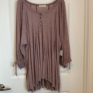Free People Ribbed Peasant Mini Dress M/L NWT